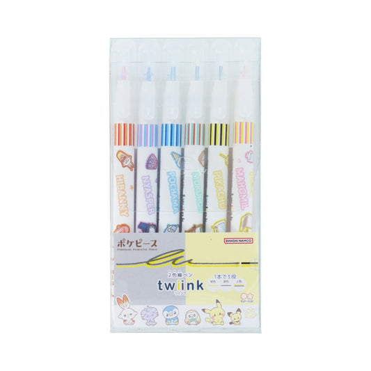 ポケットモンスター カラーペン 2色線ペン twiink 6本セット ポケピース 新入学 ポケモン サンスター文具 新学期準備文具 色ペン キャラクター グッズ メール便可 シネマコレクション