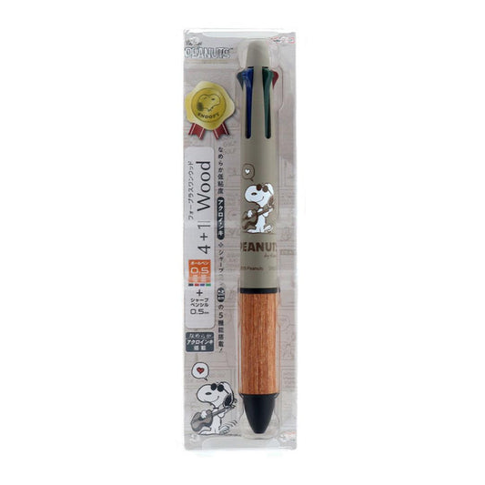 スヌーピー 多機能ボールペン Dr.Grip4＋1 WOOD ジョークール ピーナッツ サンスター文具 大学生 高校生 プレゼント キャラクター グッズ メール便可 シネマコレクション
