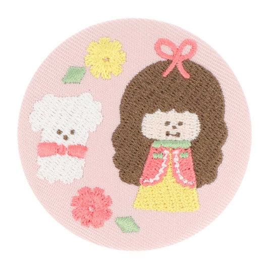 mizutama 缶バッジ 刺繍缶バッジ P ピンク サンスター文具 コレクション雑貨 かわいい グッズ メール便可 シネマコレクション
