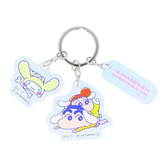 クレヨンしんちゃんxサンリオキャラクターズ キーリング 3連アクリルキーホルダー B サンリオ サンスター文具 プレゼント アクキー キャラクター グッズ メール便可 シネマコレクション