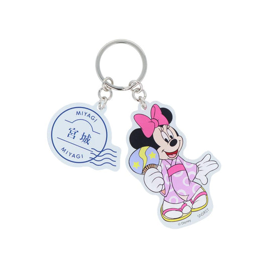 ミニーマウス キーリング 2連アクリルキーホルダー DREAM TRAVEL 宮城県 ディズニー サンスター文具 アクキー キャラクター グッズ メール便可 シネマコレクション