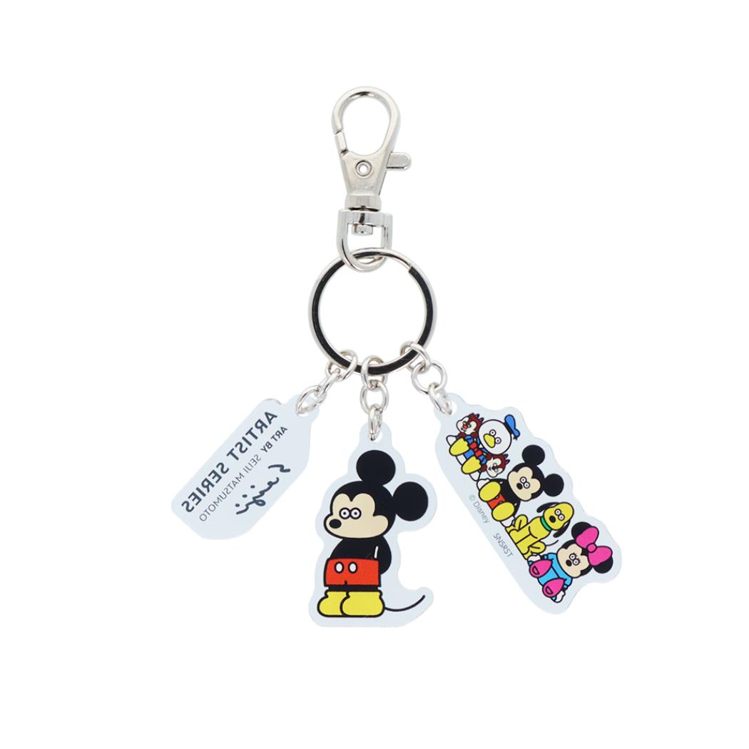ディズニーx松本セイジ キーリング ３連アクリルキーホルダー C ディズニー サンスター文具 プレゼント キャラクター グッズ メール便可 シネマコレクション