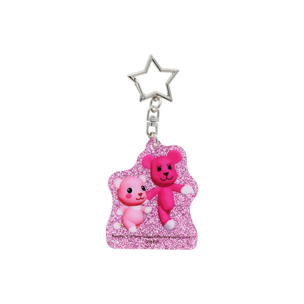 PostPet キーリング ラメ入アクリルキーホルダー モモ＆コモモ サンスター文具 アクキー キャラクター グッズ メール便可 シネマコレクション