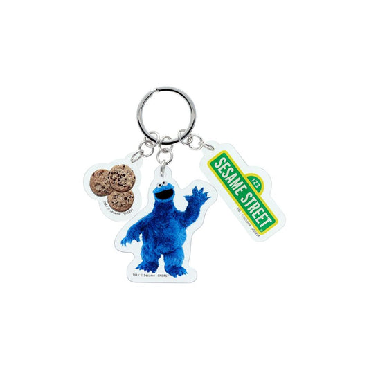 セサミストリート キーリング 3連アクリルキーホルダー クッキーモンスター サンスター文具 アクキー キーチャーム キャラクター グッズ メール便可 シネマコレクション