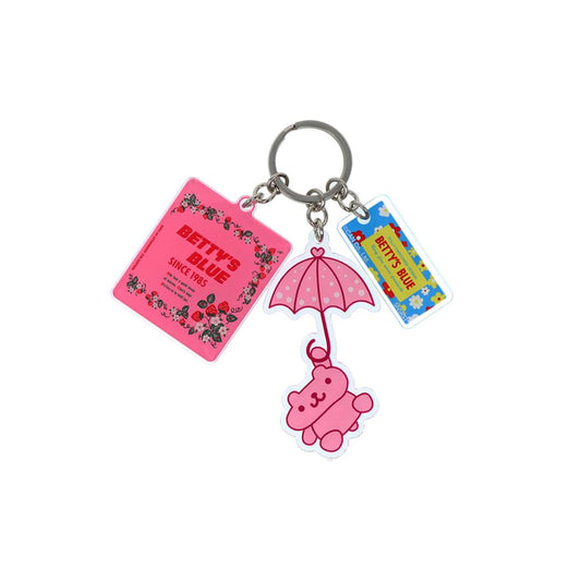 BETTY’S BLUE キーリング 3連アクリルキーホルダー ピンク サンスター文具 プレゼント アクキー キャラクター グッズ メール便可 シネマコレクション