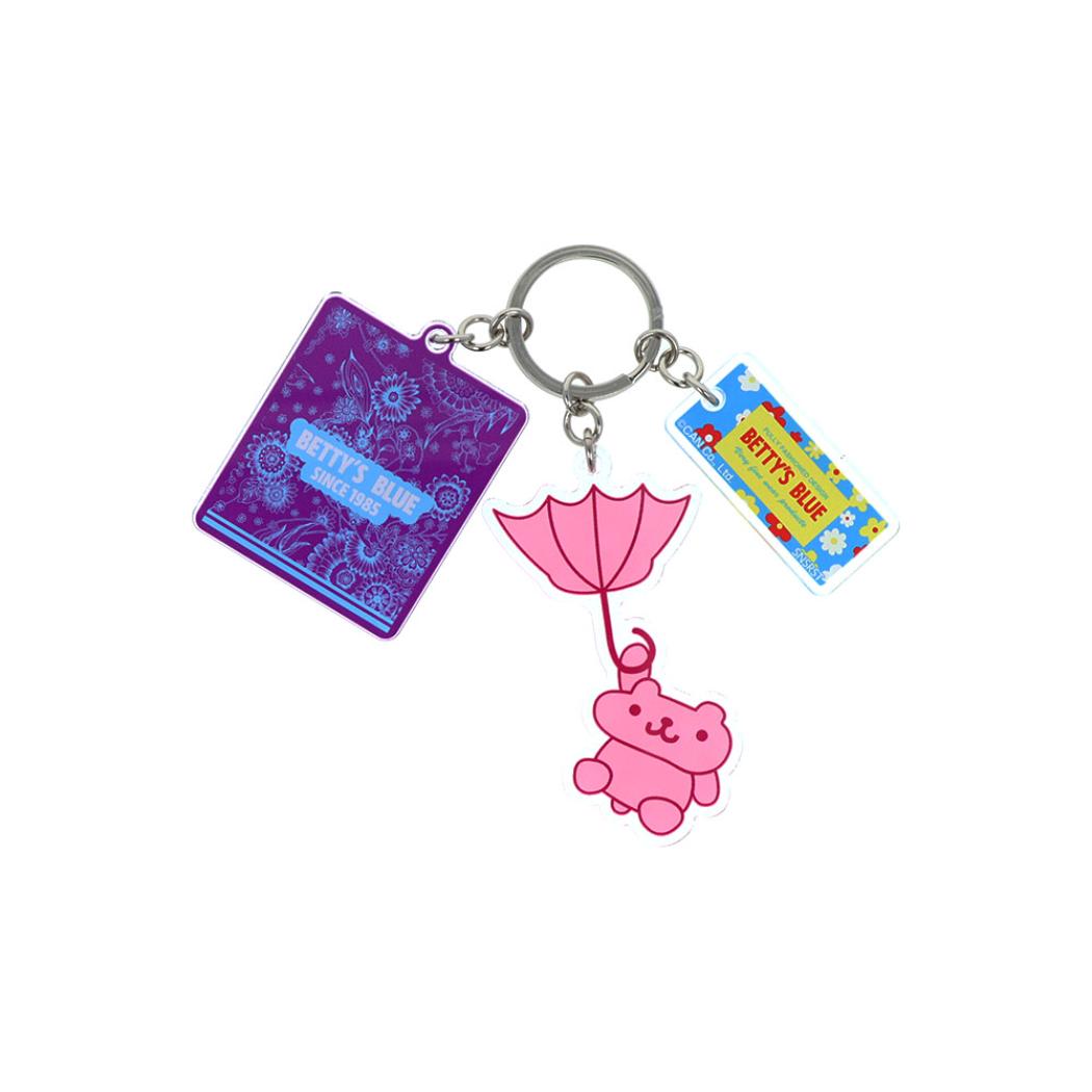BETTY’S BLUE キーリング 3連アクリルキーホルダー パープル サンスター文具 プレゼント アクキー キャラクター グッズ メール便可 シネマコレクション