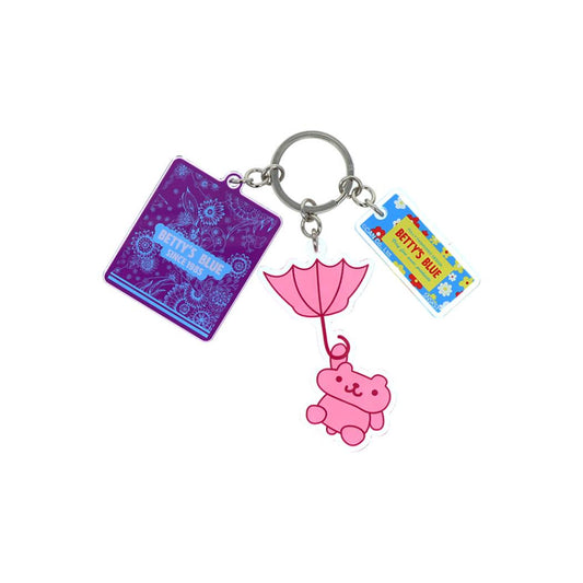 BETTY’S BLUE キーリング 3連アクリルキーホルダー パープル サンスター文具 プレゼント アクキー キャラクター グッズ メール便可 シネマコレクション