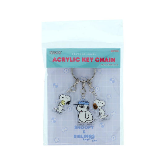 スヌーピー＆シブリングス キーリング 3連アクリルキーホルダー グリーン ピーナッツ サンスター文具 プレゼント キャラクター グッズ メール便可 シネマコレクション