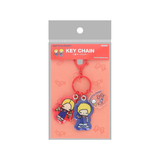 サンリオキャラクターズ キーリング 3連キーホルダー レトロ パティ＆ジミー Sanrio サンスター文具