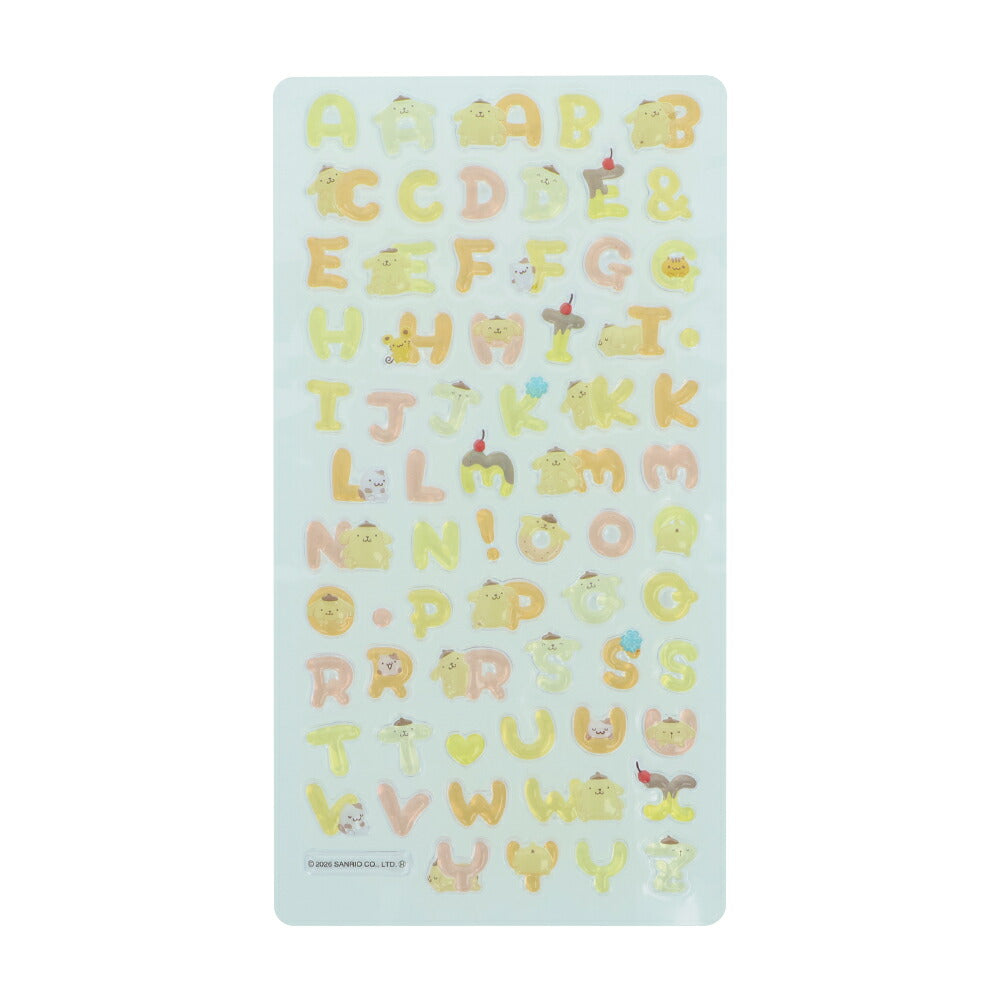 ボンボンドロップシール もじ ポムポムプリン1シートつき ミニポーチ、定期入れセット