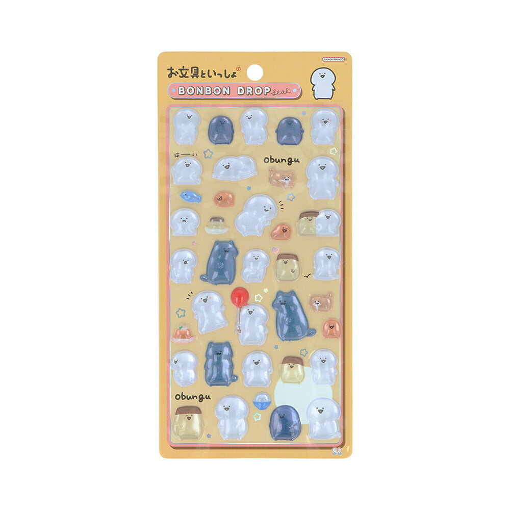 【お一人様1つ限り】お文具といっしょ ボンボンドロップシール お文具さん 1シート付!巾着袋 セット