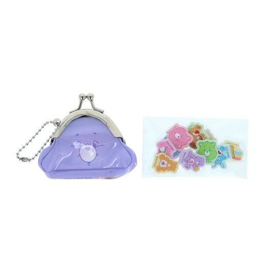 ケアベアフレークシールプチパース付きフレークシールバイオレットCareBearsサンスター文具小物入れデコレーションキャラクターグッズメール便可シネマコレクション