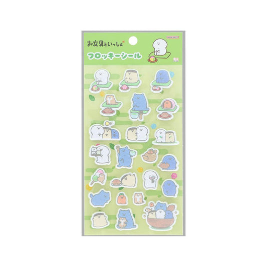 お文具といっしょ シールシート フロッキーシール お茶 サンスター文具