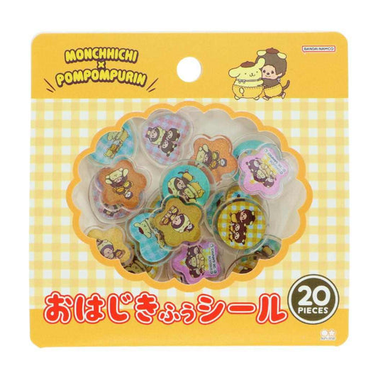 ポムポムプリン x モンチッチ フレークシール おはじき風シール M サンリオ サンスター文具