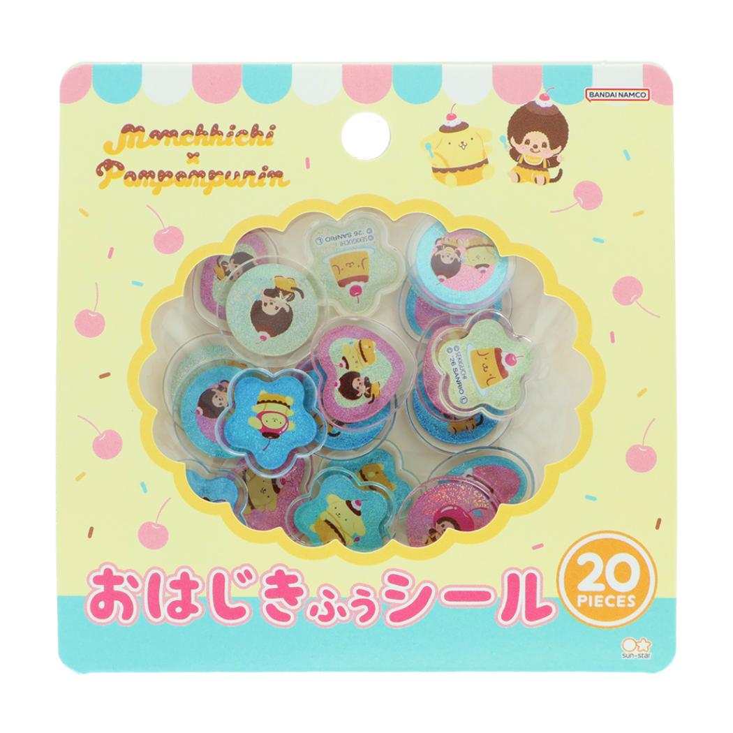 ポムポムプリン x モンチッチ フレークシール おはじき風シール N サンリオ サンスター文具