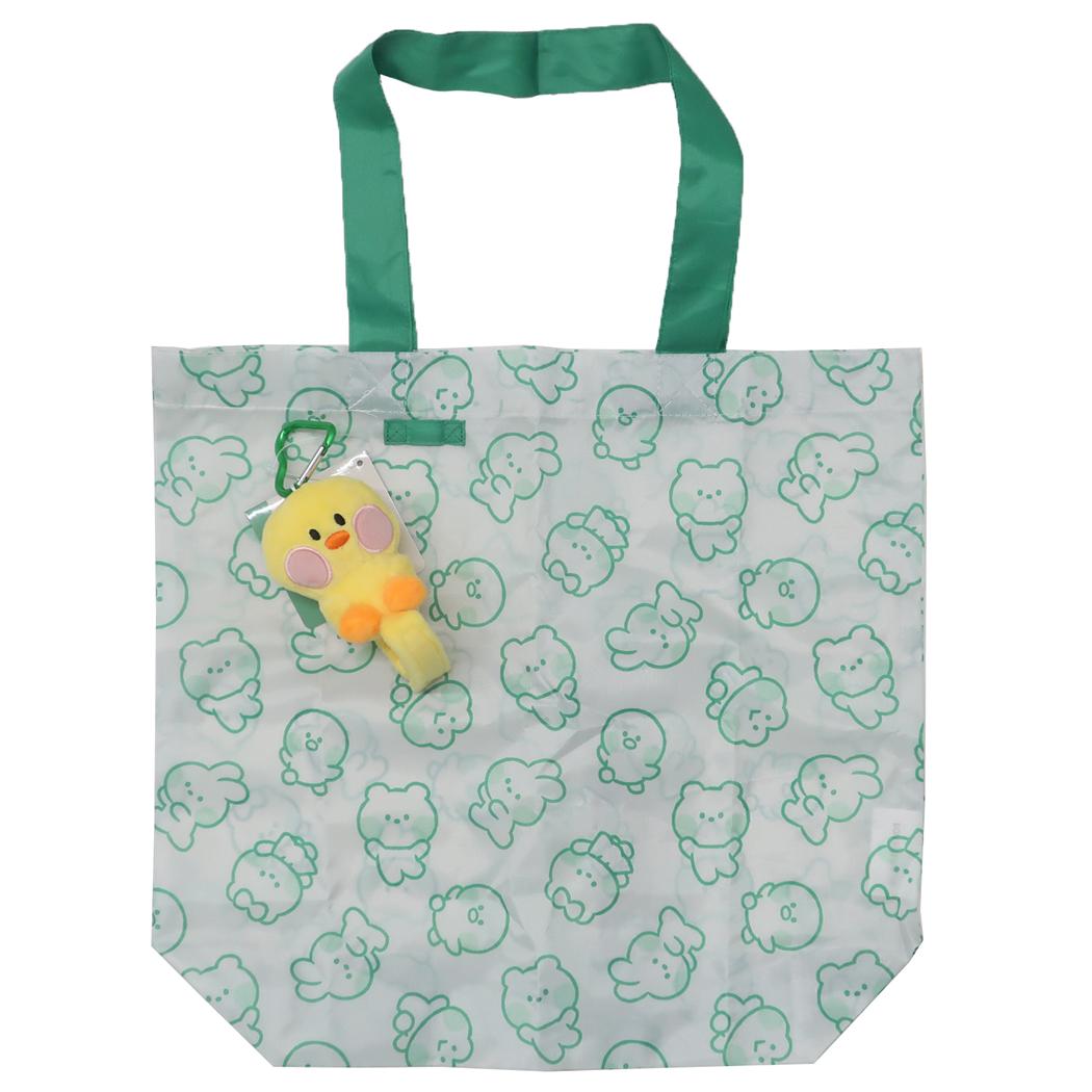 LINE FRIENDS minini ショッピングバッグ マスコット付きエコバッグ サリニ サンタン ぬいぐるみショッピングバッグ お買い物かばん キャラクター グッズ シネマコレクション
