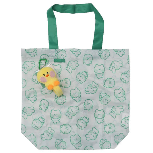 LINE FRIENDS minini ショッピングバッグ マスコット付きエコバッグ サリニ サンタン ぬいぐるみショッピングバッグ お買い物かばん キャラクター グッズ シネマコレクション