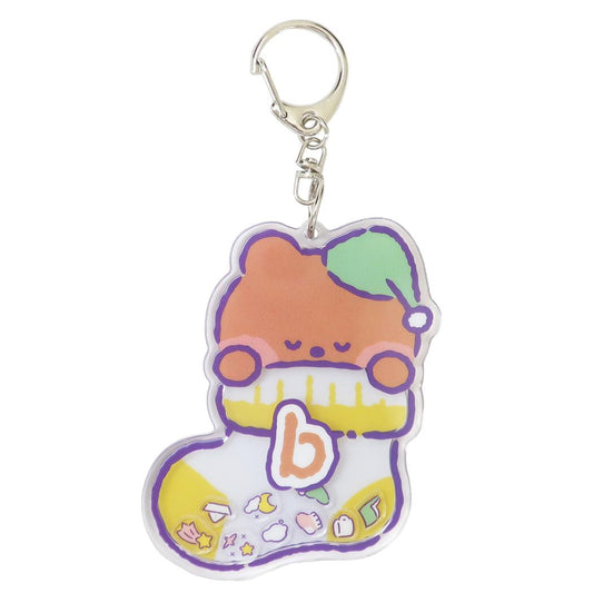 LINE FRIENDS minini キーリング シャカシャカアクリルキーホルダー ブニニ サンタン アクキー キャラクター グッズ メール便可 シネマコレクション