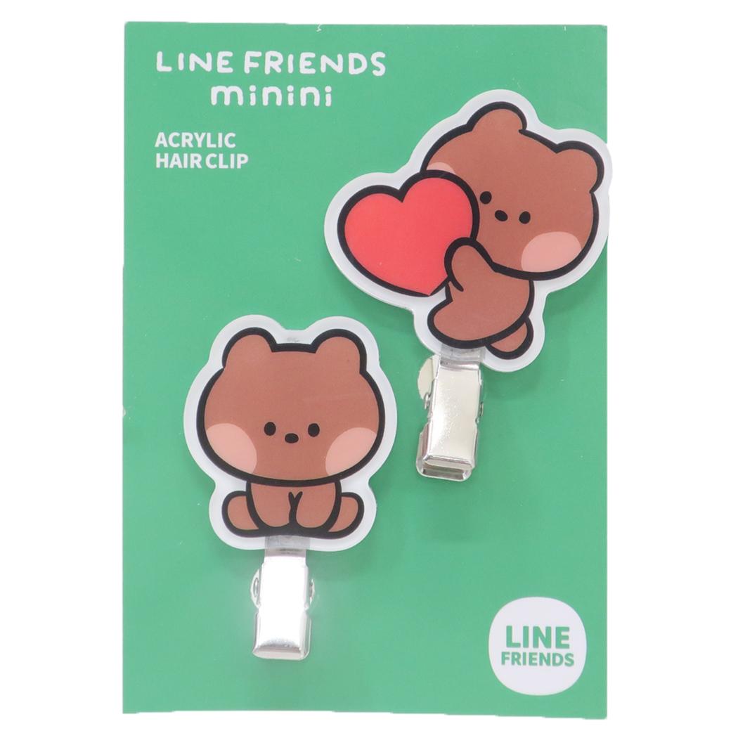 LINE FRIENDS minini ヘアアクセ 前髪クリップ 2個セット ブニニ サンタン ヘアクリップ メイク 洗顔 キャラクター グッズ メール便可 シネマコレクション