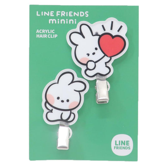 LINE FRIENDS minini ヘアアクセ 前髪クリップ 2個セット コニニ サンタン ヘアクリップ メイク 洗顔 キャラクター グッズ メール便可 シネマコレクション