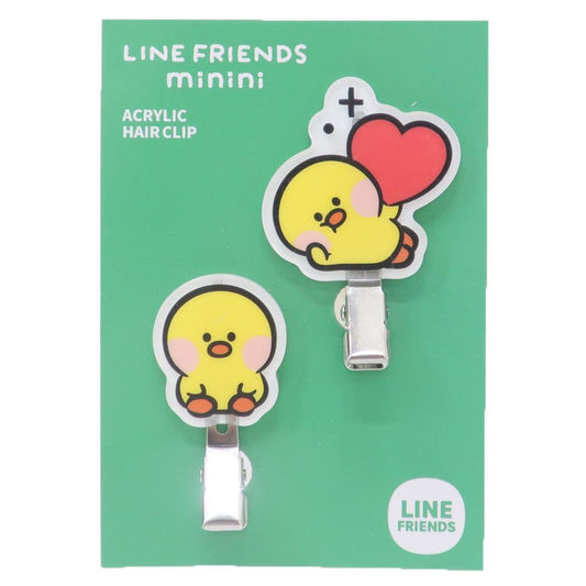 LINE FRIENDS minini ヘアアクセ 前髪クリップ 2個セット サリニ サンタン ヘアクリップ メイク 洗顔 キャラクター グッズ メール便可 シネマコレクション