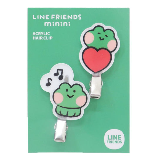 LINE FRIENDS minini ヘアアクセ 前髪クリップ 2個セット レニニ サンタン ヘアクリップ メイク 洗顔 キャラクター グッズ メール便可 シネマコレクション