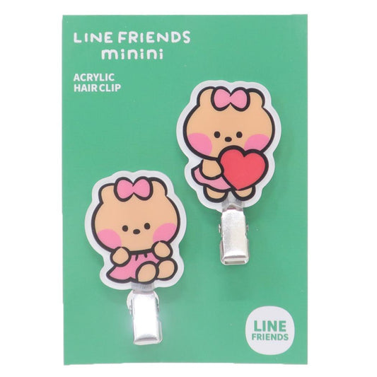 LINE FRIENDS minini ヘアアクセ 前髪クリップ 2個セット チョニニ サンタン ヘアクリップ メイク 洗顔 キャラクター グッズ メール便可 シネマコレクション