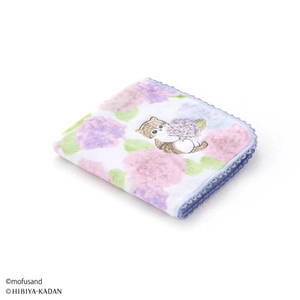 モフサンド×日比谷花壇 ミニタオル タオルハンカチ 紫陽花 パープル mofusand タオル美術館