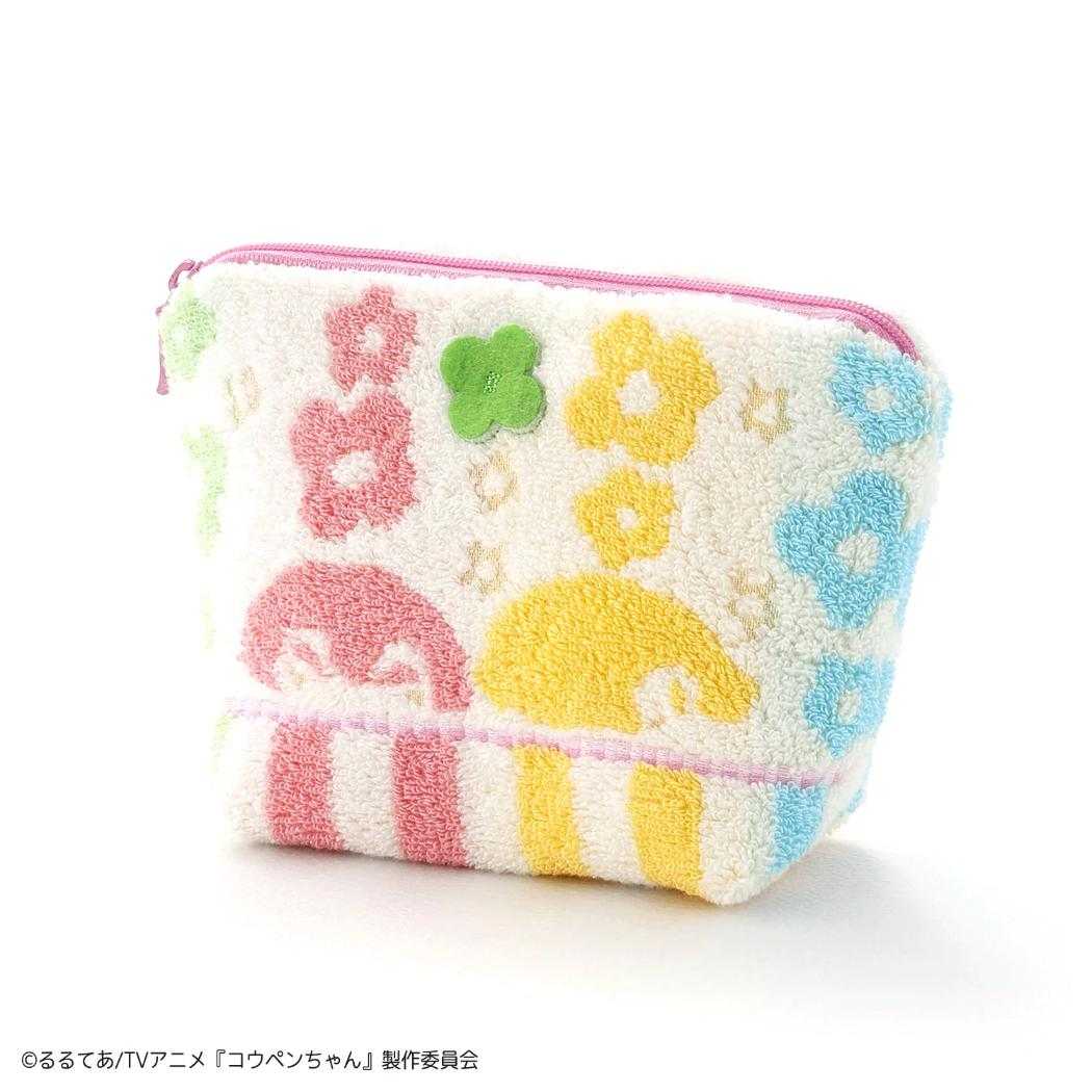 コウペンちゃん コスメポーチ フルフィーコットン 無撚糸 ポーチ まんかい！ LINE FRIENDS タオル美術館