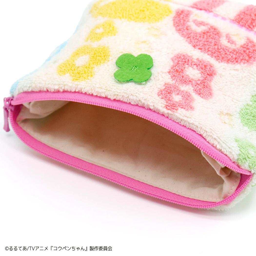 コウペンちゃん コスメポーチ フルフィーコットン 無撚糸 ポーチ まんかい！ LINE FRIENDS タオル美術館