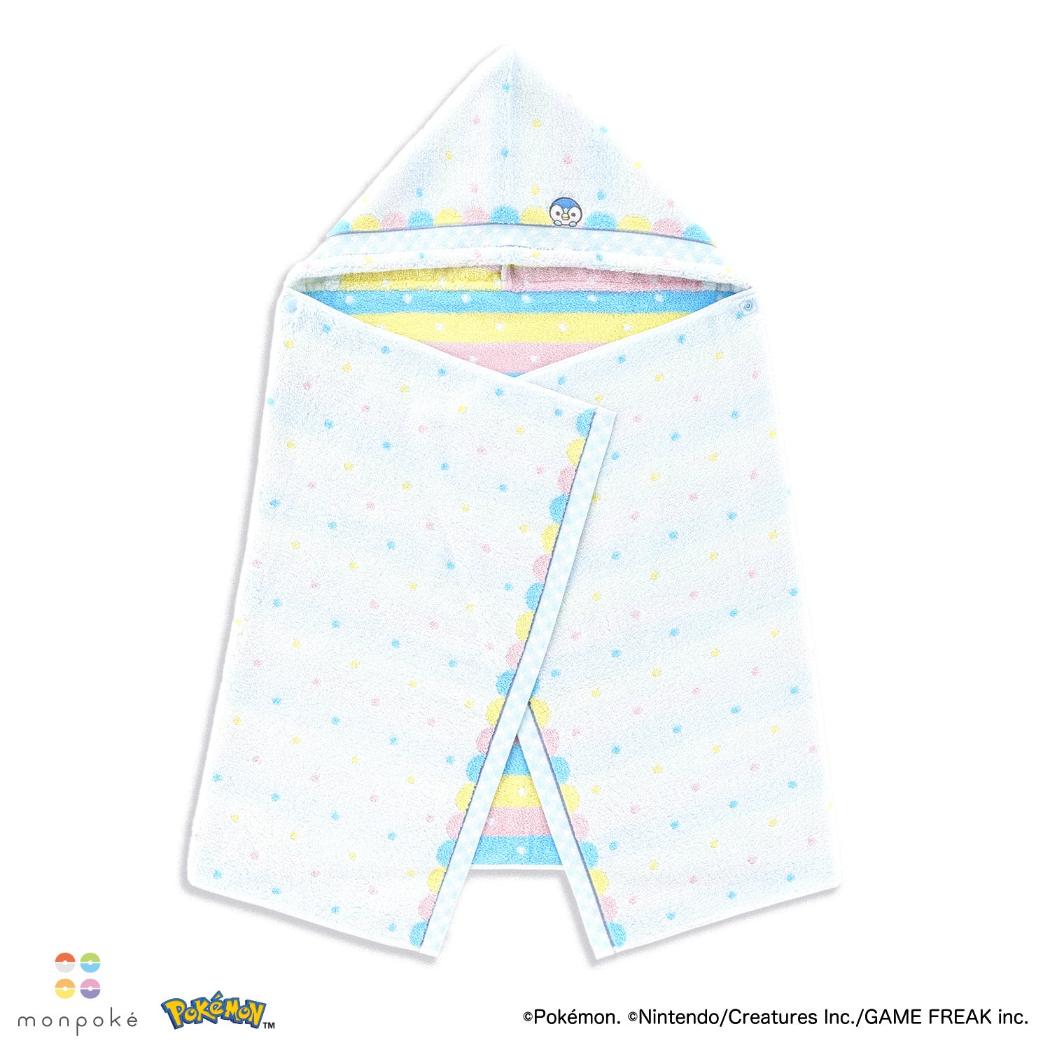 ポケットモンスター ビッグタオル フード付バスタオル モンポケ はじめまして ブルー ポケモン タオル美術館