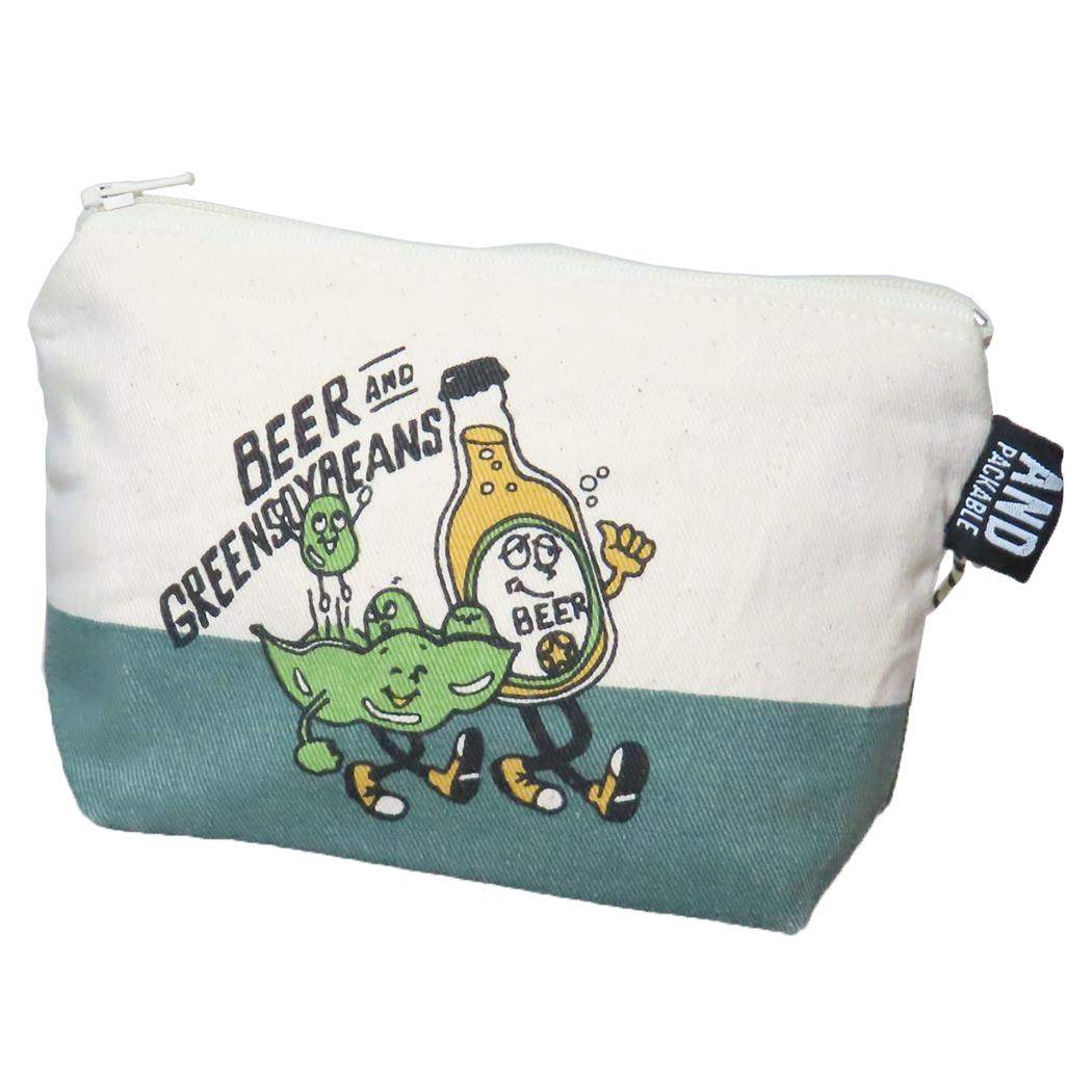 AND PACKABLE ペンポーチ ジッパーポーチ PO ビール＆エダマメ GR テクノプライム 小物入れ かわいい グッズ メール便可 シネマコレクション