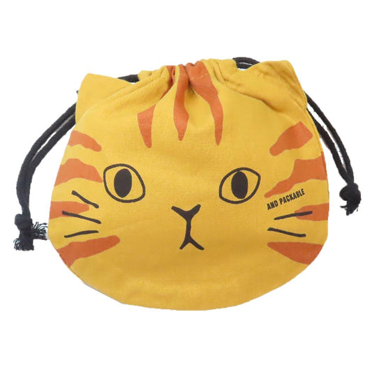 AND PACKABLE 巾着袋 きんちゃくポーチ PO チャトラF テクノプライム 小物入れ かわいい グッズ メール便可 シネマコレクション