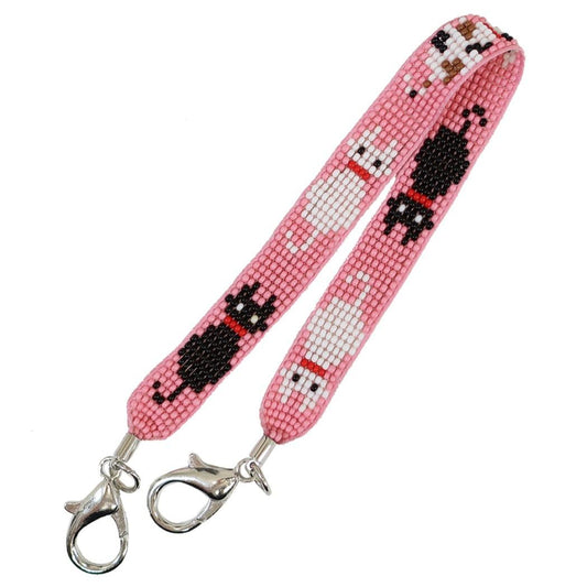 ねこ スマホアクセ ビーズハンドストラップ ネコ PK テクノプライム
