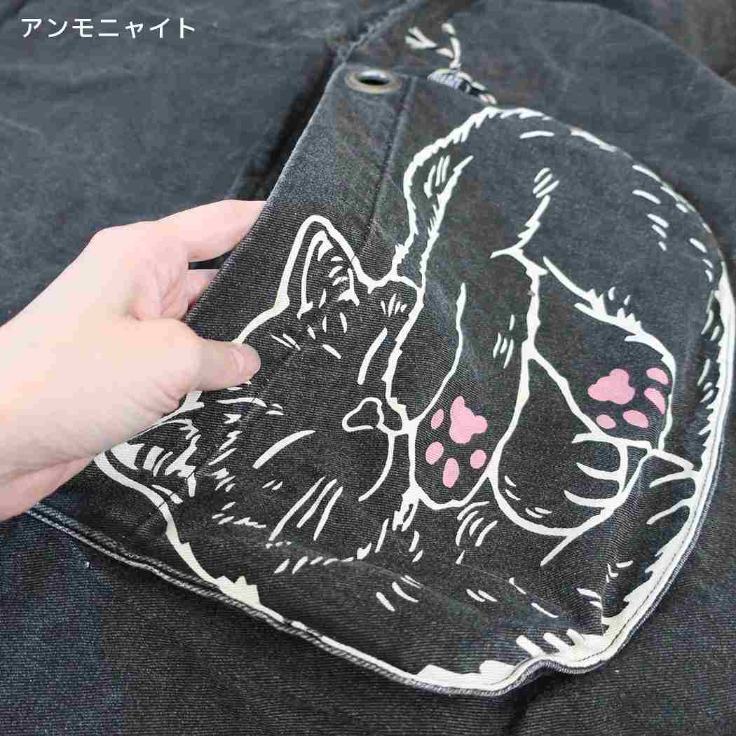 AND PACKABLE エプロン PAP パッカブルエプロン 猫 アンモニャイト BK テクノプライム