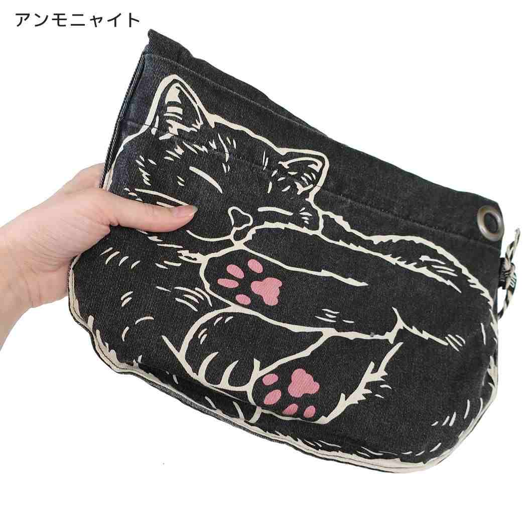 AND PACKABLE エプロン PAP パッカブルエプロン 猫 アンモニャイト BK テクノプライム