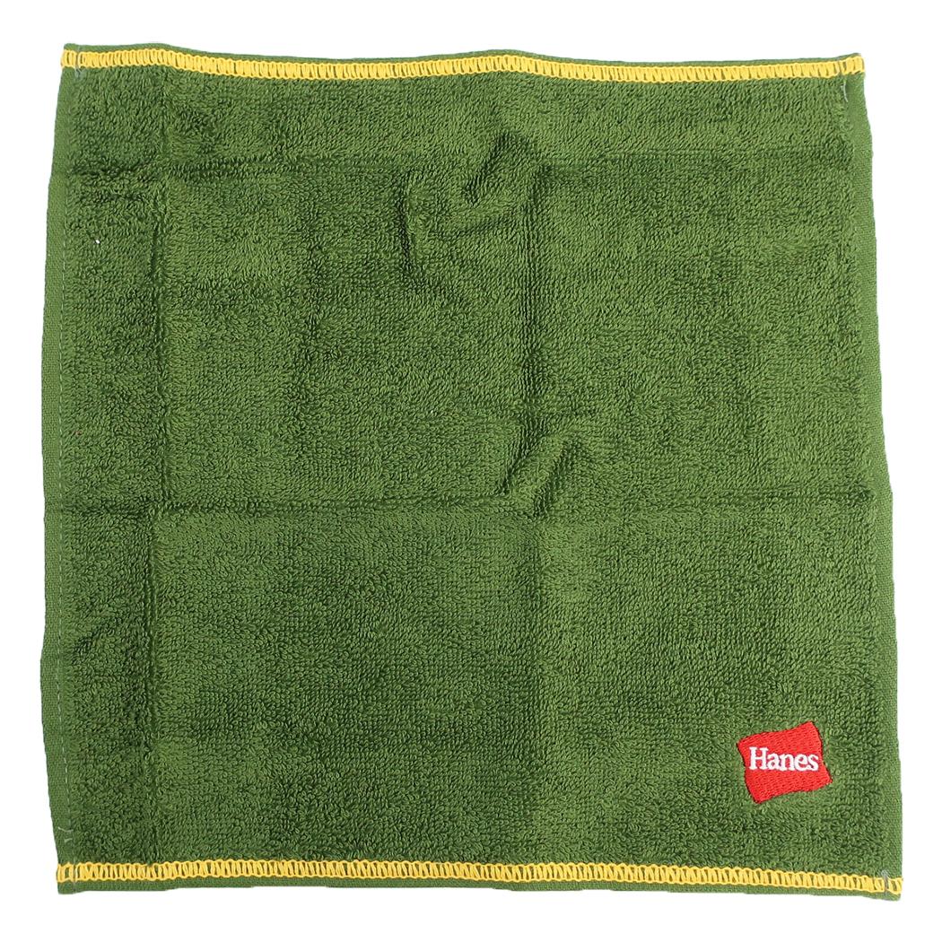 Hanes ヘインズ ミニタオル フラッグロゴ刺繍タオルハンカチ カーキ ツカモトコーポレーション