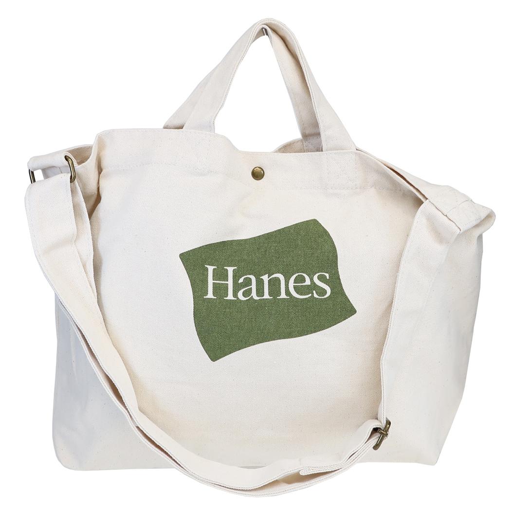 Hanes ヘインズ 斜め掛けかばん フラッグロゴプリントトートショルダーバッグ カーキ ツカモトコーポレーション