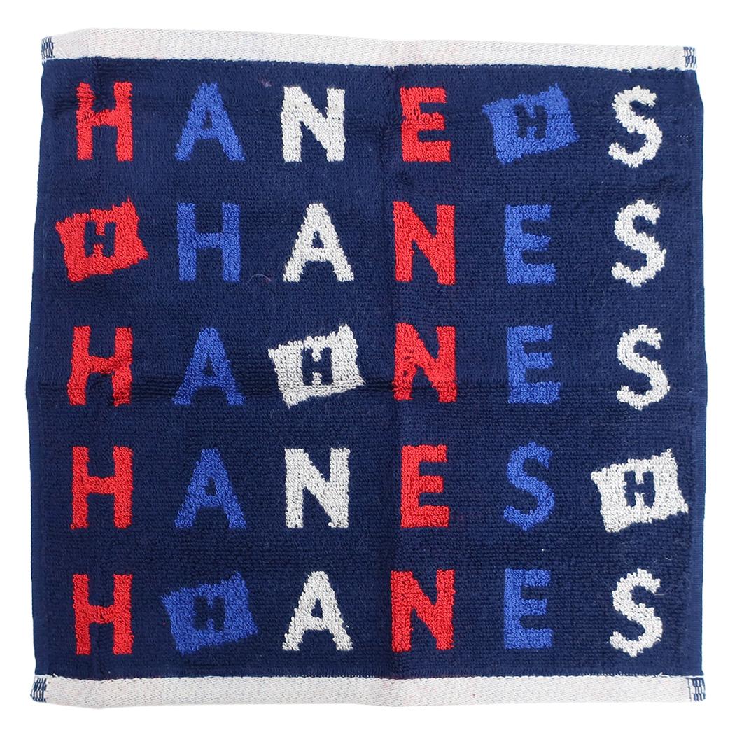 Hanes ヘインズ ミニタオル アルファベットモチーフ ジャガードタオルハンカチ ネイビー ツカモトコーポレーション