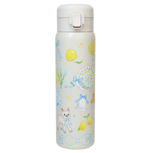 たけいみき 保温保冷水筒 ステンレスワンプッシュボトル480ml 地中海レモン 東亜金属 ロック機能 ワンタッチ ガーリーイラスト グッズ シネマコレクション