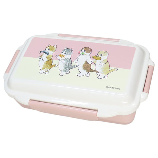 モフサンド お弁当箱 ランチボックス 花より団子にゃん 新入学 mofusand 東亜金属 1段 4点ロック 電子レンジ 食洗機対応 キャラクター グッズ シネマコレクション