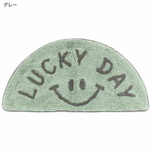 フロアマット マット セミサークル スマイル グレー LUCKY DAY トモコーポレーション フリーマット インテリア雑貨 グッズ シネマコレクション