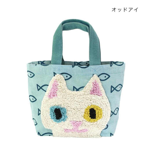 アニマルグッズ ランチバッグ ぽこもこキャンバストート オッドアイ ねこ トモコーポレーション トートバッグ ランチトート 手提げかばん グッズ メール便可 シネマコレクション