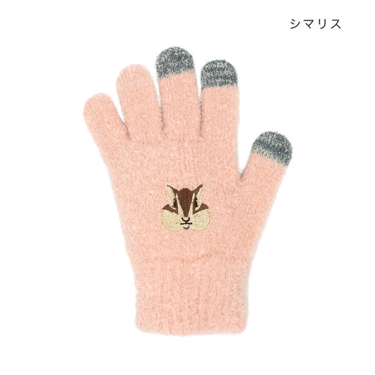 アニマルグッズ 手袋 スマホ手袋 シマリス アニマル トモコーポレーション 防寒用品 レディース手袋 5本指タイプ ウォーマー雑貨 グッズ シネマコレクション
