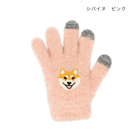 アニマルグッズ 手袋 スマホ手袋 キッズ シバイヌ ピンク いぬ トモコーポレーション 防寒用品 子供用手袋 5本指タイプ ウォーマー雑貨 グッズ シネマコレクション