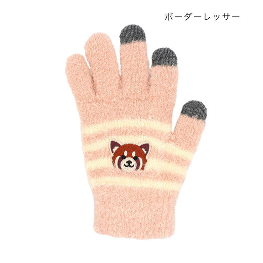 アニマルグッズ 手袋 スマホ手袋 ボーダーレッサー アニマル トモコーポレーション 防寒用品 レディース手袋 5本指タイプ ウォーマー雑貨 グッズ シネマコレクション