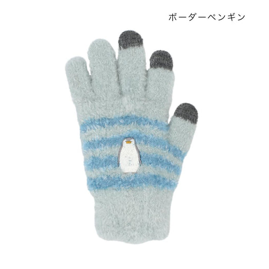 アニマルグッズ 手袋 スマホ手袋 ボーダーペンギン アニマル トモコーポレーション 防寒用品 レディース手袋 5本指タイプ ウォーマー雑貨 グッズ シネマコレクション