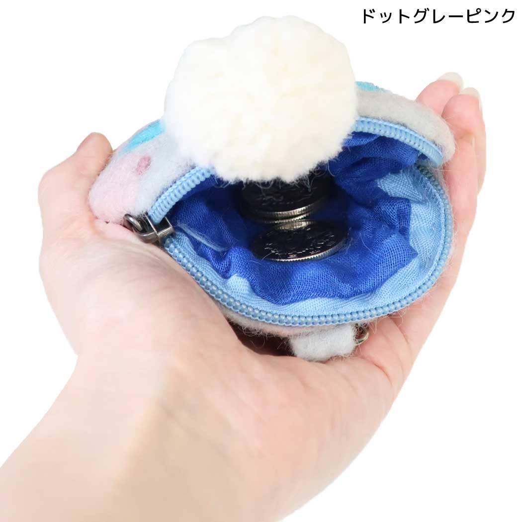 マルチポーチ ネパールフェルト チャームポーチ ビビモン ドット グレーピンク トモコーポレーション