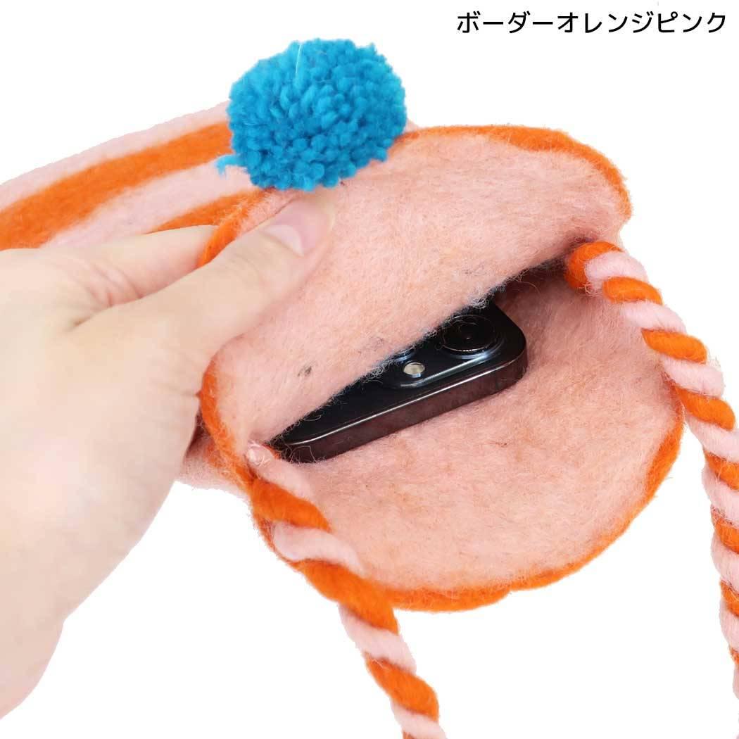 マルチポーチ ポシェット ビビモン ボーダー オレンジピンク トモコーポレーション