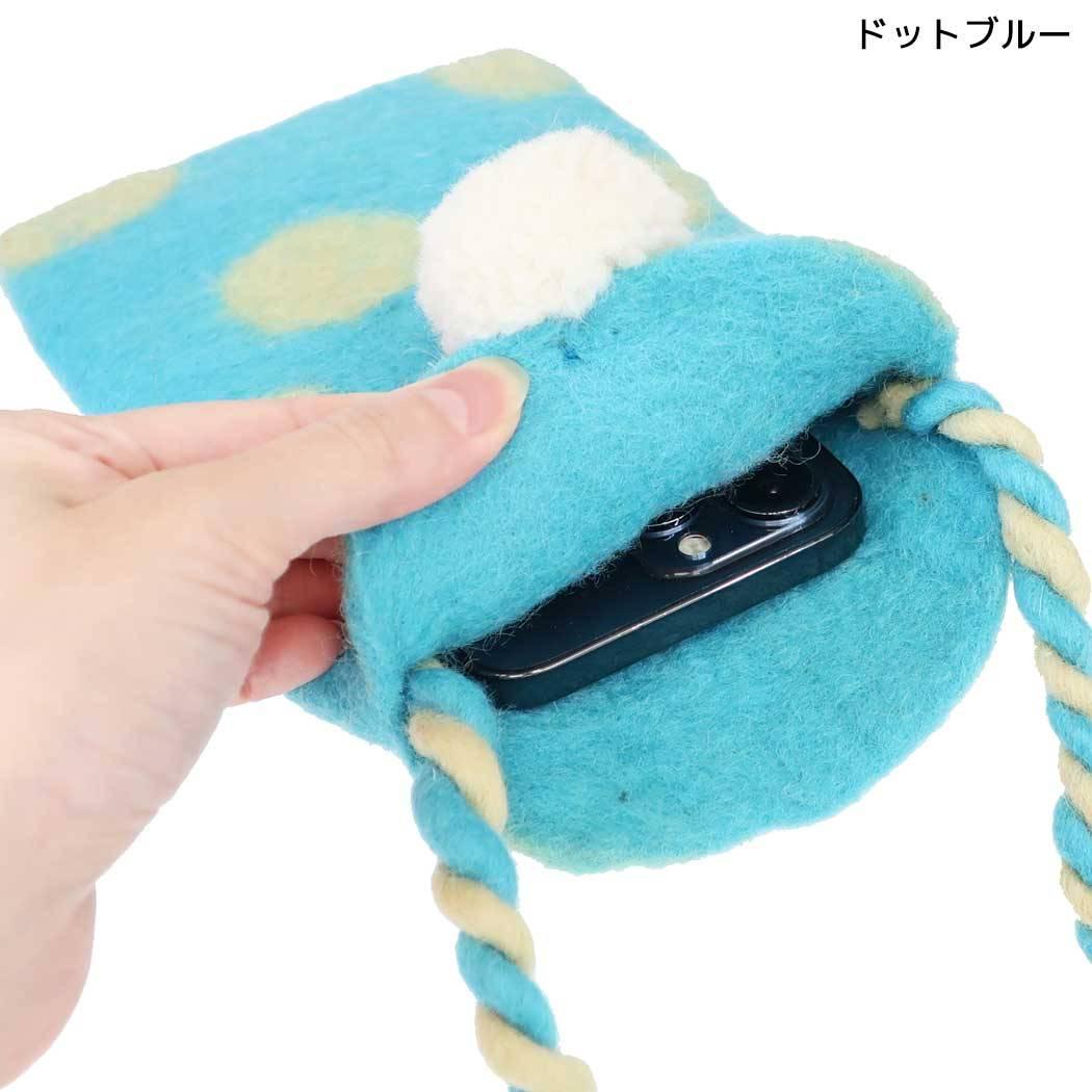 マルチポーチ ポシェット ビビモン ドット ブルー トモコーポレーション